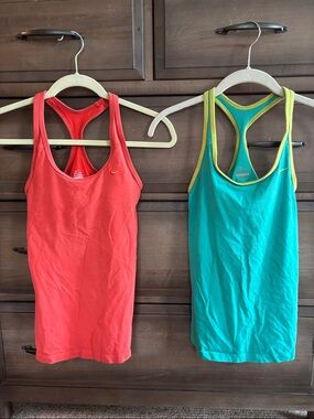 Nike Training Tank Tops - Size XS - Teal/Yellow & Coral- Bundle